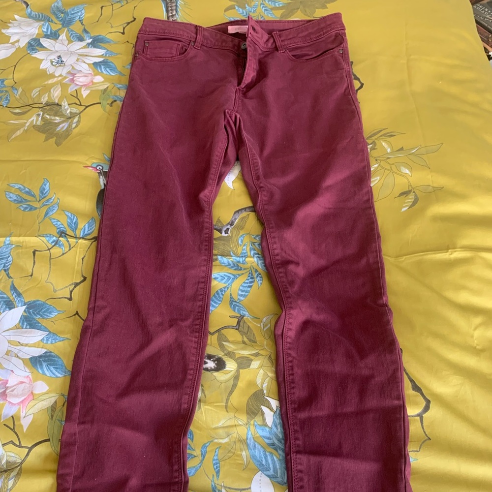 Red skinny jeans size 10